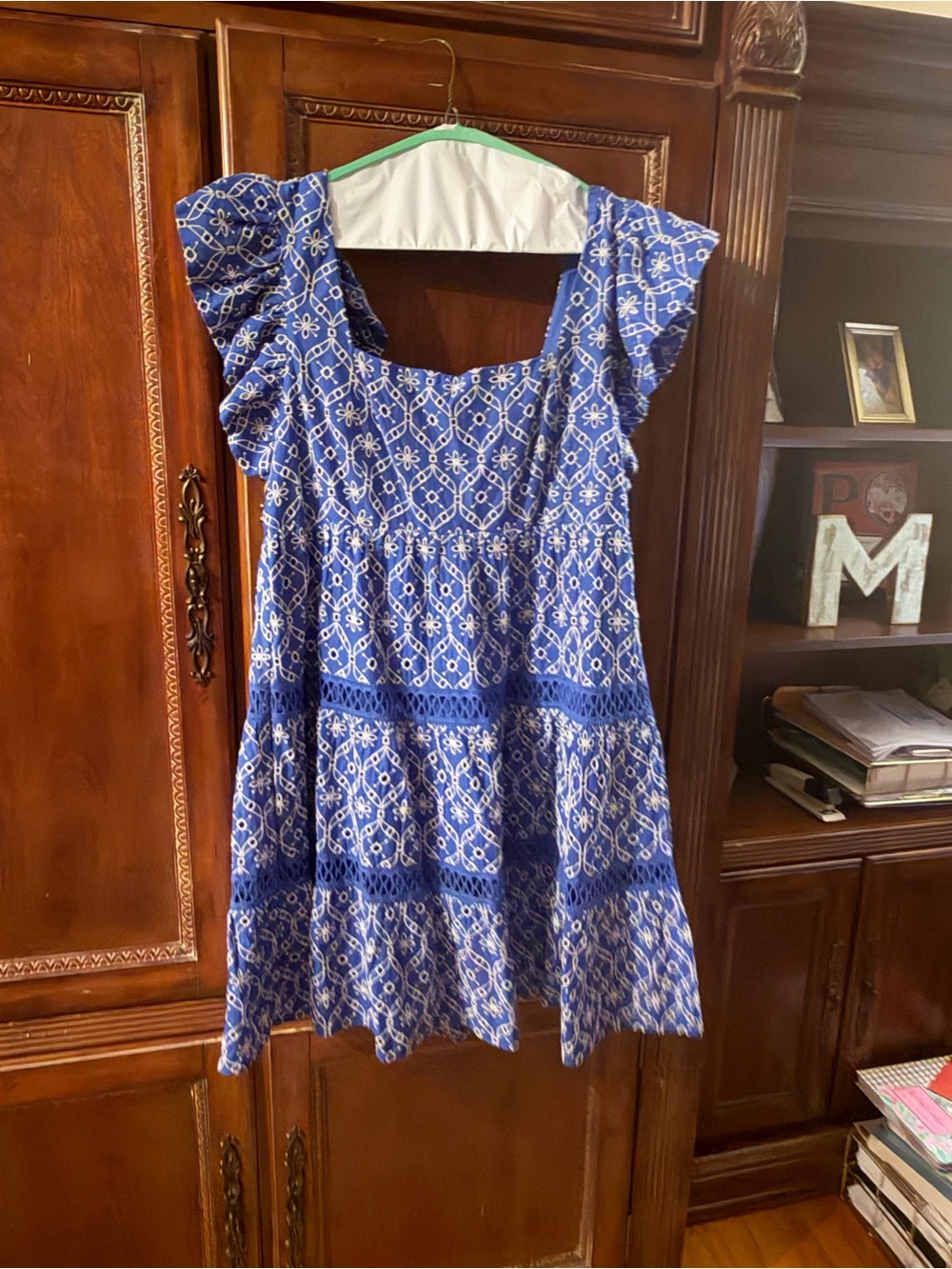 Lilly Pulitzer Girls Blue Printed Ruffle-Sleeve Dress